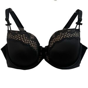 SOMA - Curvy Couture BRA, Size 38DD /  E, Black & Nude Bra w/ Lace & Bow Detail.